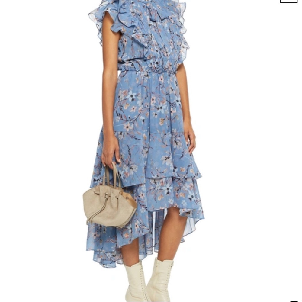 NWT Walter Baker Ruffled Floral High-Low Dress size 12 Large New